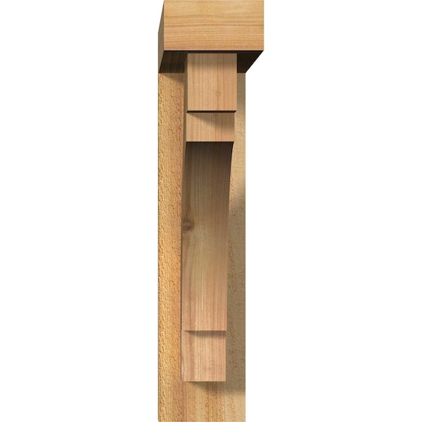 Merced Block Rough Sawn Bracket W/ Offset Brace, Western Red Cedar, 4W X 18D X 18H